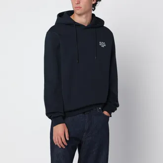 A.P.C. Felpa con cappuccio blu navy in cotone