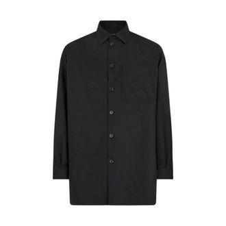 Roberto Cavalli Casual Shirts, male, Black, Size: 2XL Plain Shirt with Embossed Serpent Motif
