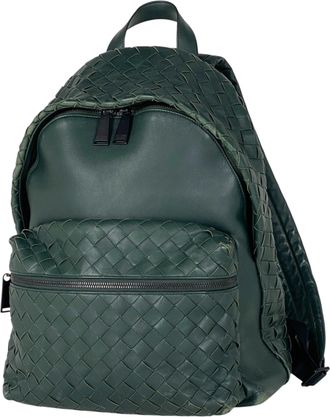 Bottega Veneta Green Leather Backpack (Pre-Owned)