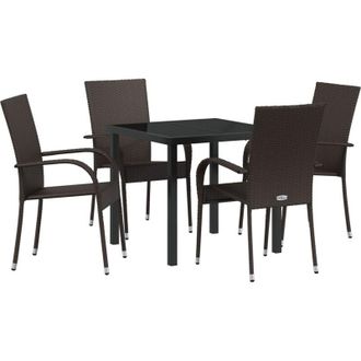 vidaXL Conjunto De Comedor De Jard&iacute;n 5 Pcs Marr&oacute;n Polirat&aacute;n Vidaxl