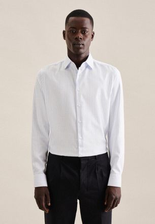 Seidensticker Businesshemd SEIDENSTICKER Shaped, Herren, Gr. XXL (45), normale &Auml;rmell&auml;ngen, hellblau, 100% Baumwolle, gestreift, tailored fit, 2-Knopf-Manschette, H