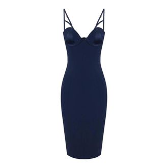 Elisabetta Franchi Vestido Midi de Crep&eacute; Ligero - Dresses - Mujer - Azul - L