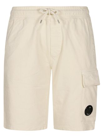 C.P. Company Minimalist Beige Bermuda Cargo Shorts With Lens Detail