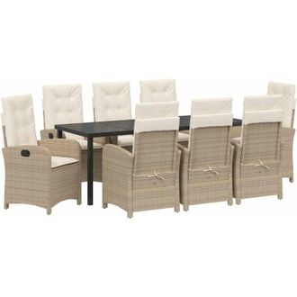 vidaXL Conjunto De Comedor De Jard&iacute;n 9 Pcs Beige Rat&aacute;n Sint&eacute;tico Vidaxl