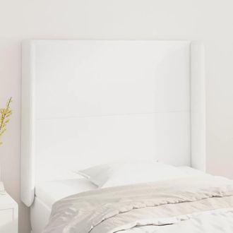 vidaXL Cabecero Con Orejas De Cuero Sint&eacute;tico Blanco 103x16x118/128 Cm Vidaxl