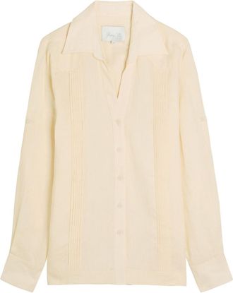 Johanna Ortiz Manly Guayabera Pleated Linen Shirt - Ecru - 2 (UK6 / XS)