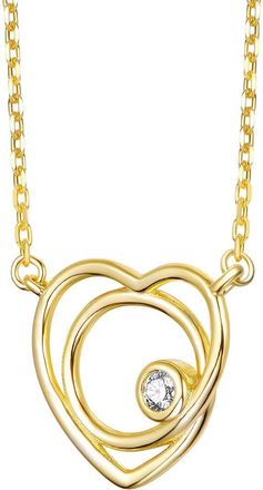 Rachel Glauber 14K Plated Cz Heart Shaped Necklace