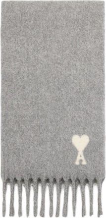 Ami Alpaga Wool Scarf With Off White Ami de Coeur Jacquard Scarf