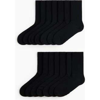 H&M 7-pack Sports Socks With Drymove in Black at Nordstrom, Size Medium