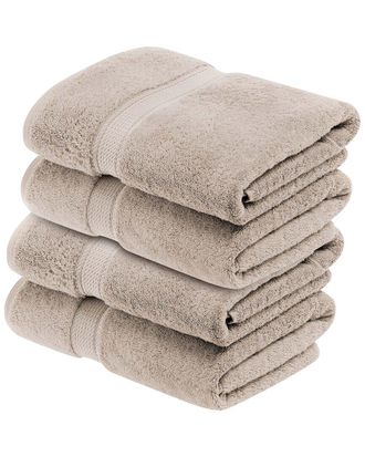 Superior Set Of 4 Egyptian Cotton Plush Heavyweight Absorbent Luxury Soft Bath Towels
