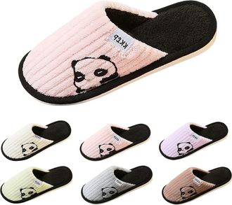 Generic Womens Flat Slippers Womens Panda Slippers Cute Cartoon Slipper Closed Toe Silent Slipper Winter House Shoes Comfy Warm Slides Wide Fit Ladies Slides 