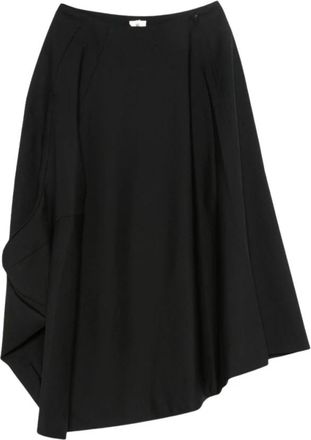 Comme Des Gar&ccedil;ons Asymmetrische wollen midi rok - Dames - Midirokken - Zwart - XS - Wol - Rokken