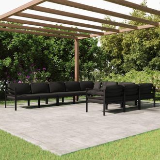 vidaXL Set Muebles De Jard&iacute;n 10 Pzas Y Cojines Aluminio Gris Antracita Vidaxl