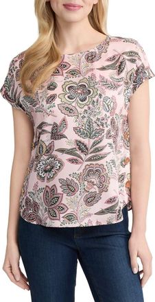 Jones New York Floral Short Sleeve Top in Petal Pink Multi at Nordstrom, Size X-Small