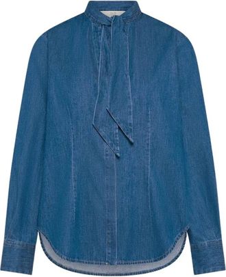 Seventy Camicia in denim leggero lavaggio medio con fusciacca - - Blouses & Shirts - Donna - Blu - XS