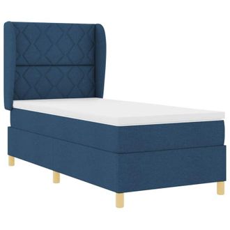 vidaXL Cama Con Somier Y Colch&oacute;n Gris Oscuro 90x190 Cm De Tela Azul Vidaxl