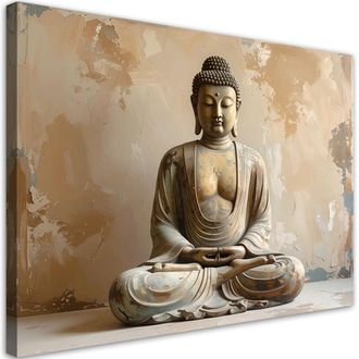Feeby Cuadro En Lienzo, Buda Zen Spa Sobre Fondo Beige, 120x80