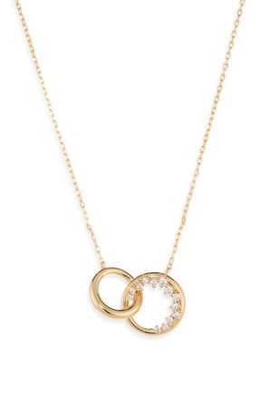 Astrid & Miyu Orbit Cubic Zirconia Pendant Necklace in Gold at Nordstrom