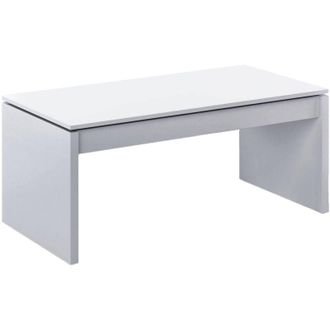 Dmora Tavolino da salotto Adrina, Tavolino da caff&egrave; con piano elevabile, Tavolo basso da soggiorno, 102x50h43/54 cm, Bianco lucido