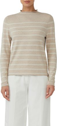 s.Oliver Black Label Strickpullover S.OLIVER BLACK LABEL, Damen, Gr. 34, beige (ecru beige), Strick, Obermaterial: 100% Baumwolle, gestreift, regular fit taillenbedeckt, o