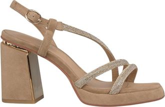 Alma En Pena Metallic Strappy Sandal - Dames - Sandalen met hakken - Beige - 36 EU - Leer - Schoenen