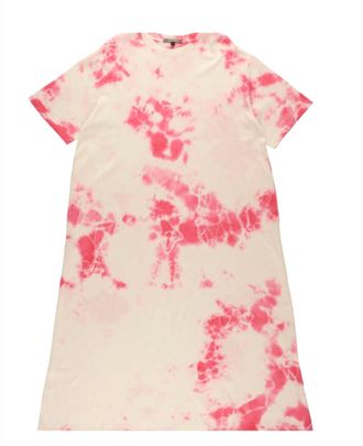 Suzusan Womens Cotton Jersey Half Sleeve Wide Dress In White / Pink /gray