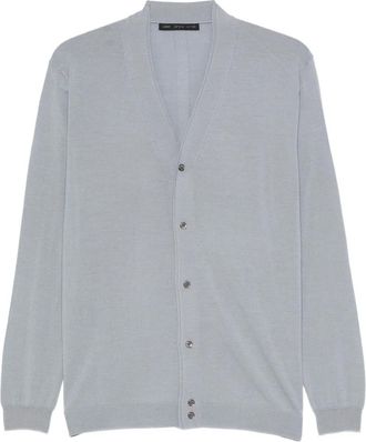 low brand V-neck wool cardigan - Blue