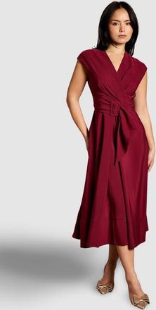 Coast Petite Belted Crepe Dress in Wine at Nordstrom, Size 6P