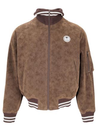 Palm Angels Brown Mock Collar Jacket