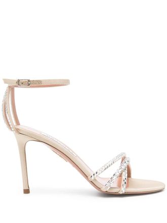 Aquazzura Sandalen verfraaid met kristallen - Beige