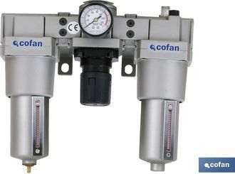 cofan Cofan - Filtro Regulador+lubricante 1/2, Regulador Decantador Y Lubricador De Instalaciones Neum&aacute;ticas De Hasta 4000 Litros De Caudal De Consumo. Vari