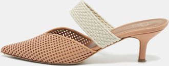 Malone Souliers Beige/cream Fabric And Leather Maisie Mules