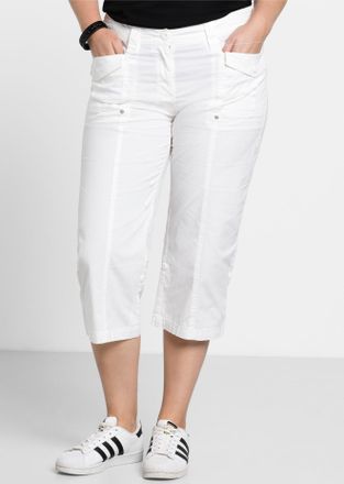 Sheego 3/4-Hose SHEEGO, Damen, Gr. 48, Normalgr&ouml;ssen, weiss (wei&szlig;), 97% Baumwolle, 3% Elasthan, unifarben, Hosen 3/4-Hose