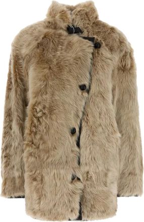 Isabel Marant Rema Shearling Jas - Dames - Jassen - Beige - Maat: XS Leer