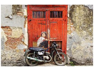 Schubiger M&ouml;bel Digitaldruck auf Glas Street Art mit Moped