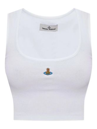 Vivienne Westwood orb-embellished ribbed top - women - Cotton - M - White