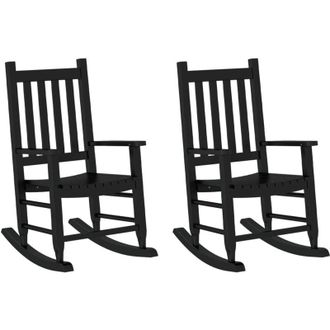 vidaXL Vidaxl - Mecedoras Para Ni&ntilde;os 2 Uds Madera Maciza De &Aacute;lamo Negras