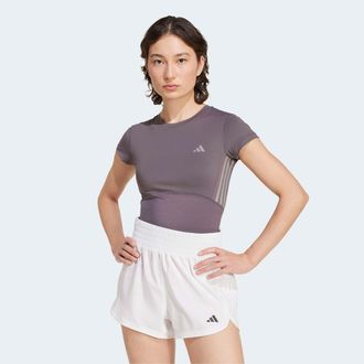 adidas T-Shirt ADIDAS PERFORMANCE HYPERGLAM SHINE BABY, Damen, Gr. XL, grau strata, taupe oxide, Obermaterial: 88% Polyester, 12% Elasthan, Rundhals, Shirts 