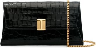 Tom Ford croc-embossed leather shouder bag - women - Viscose/Calf Leather/Silk/Brass - OS - Black