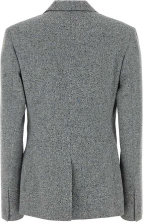 Moschino Womens Floral-Embroidered Silk Blend Blazer Gray Cotton Wool Blazers