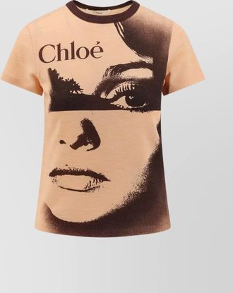 Chlo&eacute; ribbed crew-neck logo-print t-shirt