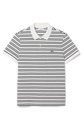 Lacoste Essentials Regular Fit Cotton Piqu&eacute; Polo in Blackbird/Flour at Nordstrom, Size 7
