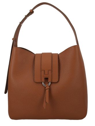 Hogan Womens Brown Hobo Bag Calfskin Shoulder