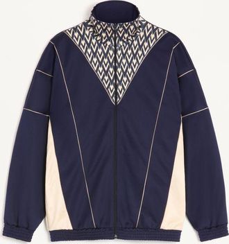 Valentino Valentino Acetate Sweatshirt with Zip and Inlaid Toute la V Print Man BLUE/BUTTER XL