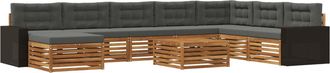 vidaXL Conjunto De Sof&aacute;s De Exterior 9 Uds. Natural Y Antracita Vidaxl
