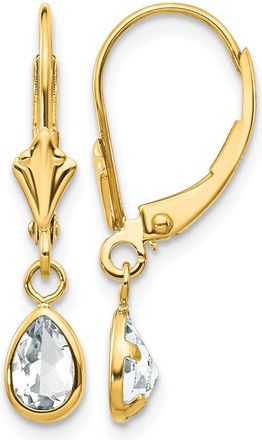 Diamond2Deal 14k Yellow Gold 6x4mm April White Topaz Earrings