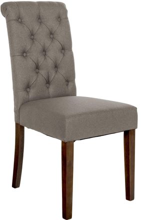 Clp Silla con patas de madera y asiento en Tela Gris topo