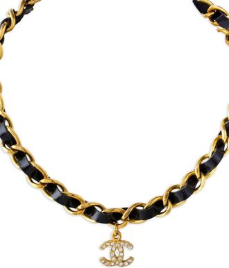 Chanel 1995 leather choker necklace - women - Gold Plated/Leather - One Size