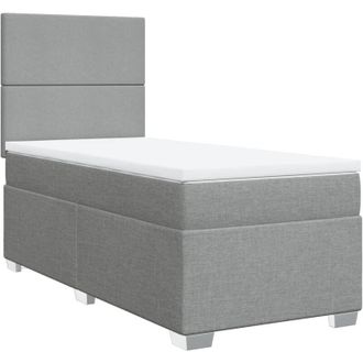 vidaXL Cama Box Spring Con Colch&oacute;n Tela Gris Claro 90x190 Cm Vidaxl