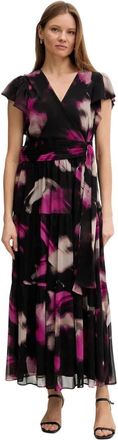 DKNY Maxi jurk met ruches en strikceintuur - Dames - Maxi kleedjes - Veelkleurig - S - Kleedjes